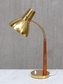  BOR NS BOR S Bor ns Adjustable Desk Table Lamp in Brass and Teak Model B8554 Sweden 1960s - 4731553