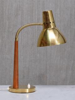  BOR NS BOR S Bor ns Adjustable Desk Table Lamp in Brass and Teak Model B8554 Sweden 1960s - 4731664