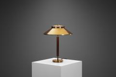  BOR NS BOR S Brass Oak and Glass Table Lamp by Bor ns Bor s Sweden 1940s - 3116277