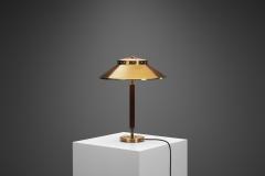  BOR NS BOR S Brass Oak and Glass Table Lamp by Bor ns Bor s Sweden 1940s - 3116281