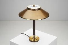  BOR NS BOR S Brass Oak and Glass Table Lamp by Bor ns Bor s Sweden 1940s - 3116284