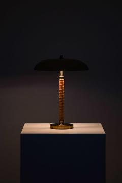  BOR NS BOR S Scandinavian Modern Table Lamp in Brass and Leather by Bor ns 1950s - 4758899