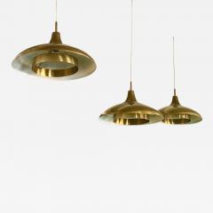  BOR NS BOR S Set of 3 Scandinavian Organic Modern Brass Pendants by Borens Sweden 1960 - 3561446