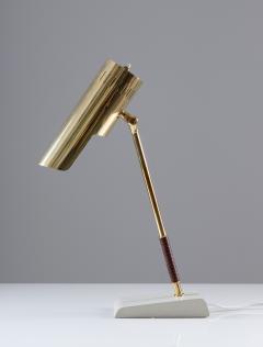  BOR NS BOR S Swedish Midcentury Table Lamp in Leather and Brass by Bor ns - 1290835