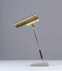  BOR NS BOR S Swedish Midcentury Table Lamp in Leather and Brass by Bor ns - 1290836