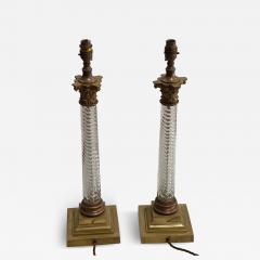  Baccarat 1900 Pair of Baccarat Crystal and Bronze Renaissance Style Lamps - 4191223
