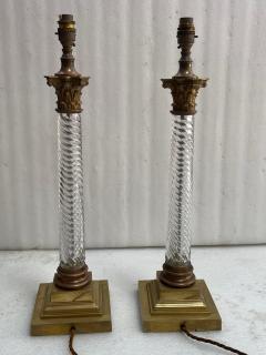 Baccarat 1900 Pair of Baccarat Crystal and Bronze Renaissance Style Lamps - 4191229