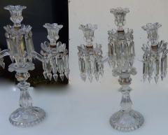  Baccarat 1950 Pair of Baccarat Crystal Chandeliers with 2 Arms and Signed Baccarat - 2381470