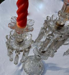  Baccarat 1950 Pair of Baccarat Crystal Chandeliers with 2 Arms and Signed Baccarat - 2381479