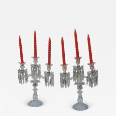  Baccarat 1950 Pair of Baccarat Crystal Chandeliers with 2 Arms and Signed Baccarat - 2382539