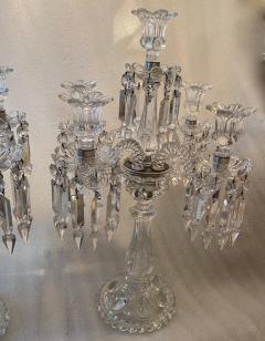  Baccarat 1950 Pair of Candlesticks 4 Branchs Beaded Bases and Signed in Relief Baccarat - 2534244