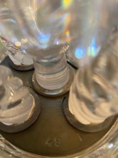  Baccarat 1950 Pair of Candlesticks 4 Branchs Beaded Bases and Signed in Relief Baccarat - 2534259