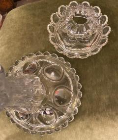  Baccarat 1950 Pair of Candlesticks 4 Branchs Beaded Bases and Signed in Relief Baccarat - 2534260