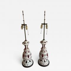  Baccarat 1970 Pair of Baccarat Overlay Lamps - 2911137