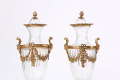  Baccarat 19th Century Pair Baccarat Crystal Bronze Mounted Urns Vases - 1593385