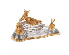  Baccarat A Rare Art Nouveau French Ormolu and Crystal Inkwell Encrier by Baccarat - 2867590