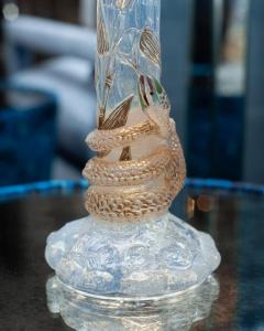 Baccarat Antique Baccarat Opalescent Crystal Vase with Gilded Snake Motif - 3432360