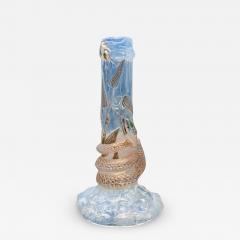  Baccarat Antique Baccarat Opalescent Crystal Vase with Gilded Snake Motif - 3435233