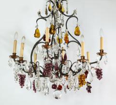  Baccarat French Baccarat Eight Light Chandelier with Colored Fruit Pendants - 3748513