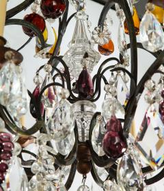  Baccarat French Baccarat Eight Light Chandelier with Colored Fruit Pendants - 3748520