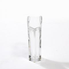  Baccarat Mid Century Modernist Ginkgo Vase with Etched Bamboo Motif signed Baccarat - 4231206