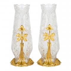  Baccarat Pair of French Art Nouveau crystal and ormolu vases by Baccarat - 4272151