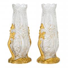  Baccarat Pair of French Art Nouveau crystal and ormolu vases by Baccarat - 4272153