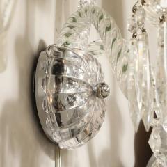  Baccarat Pair of Neoclassical Two Arm Crystal Sconces W White Shades Manner of Baccarat - 4233711
