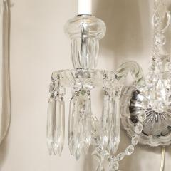  Baccarat Pair of Neoclassical Two Arm Crystal Sconces W White Shades Manner of Baccarat - 4233716