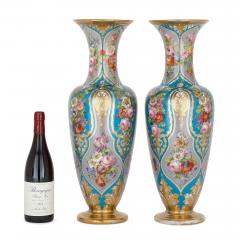  Baccarat Pair of antique French floral glass vases by Baccarat - 2509834