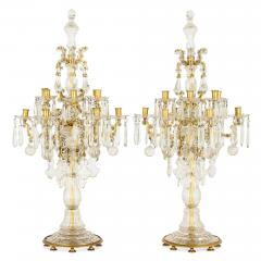  Baccarat Pair of antique cut crystal girandoles by Baccarat - 3912924