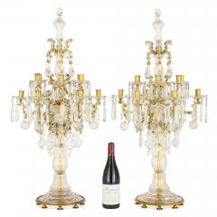  Baccarat Pair of antique cut crystal girandoles by Baccarat - 3912931