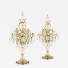  Baccarat Pair of antique cut crystal girandoles by Baccarat - 3917482