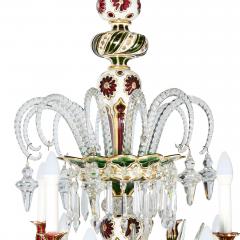  Baccarat Pair of large French antique overlay glass chandeliers by Baccarat - 4113616
