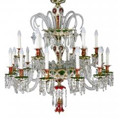  Baccarat Pair of large French antique overlay glass chandeliers by Baccarat - 4113617