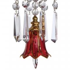  Baccarat Pair of large French antique overlay glass chandeliers by Baccarat - 4113618