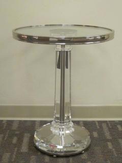  Baccarat Two French Mid Century Modern Style Solid Crystal Nickel Side Tables Baccarat - 1722853