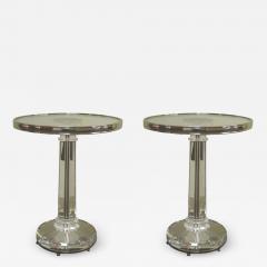  Baccarat Two French Mid Century Modern Style Solid Crystal Nickel Side Tables Baccarat - 1724856