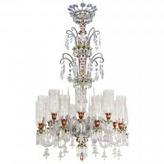  Baccarat Very large antique overlay glass chandelier by Baccarat - 4417231