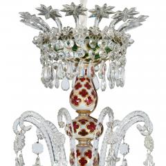  Baccarat Very large antique red and green overlay glass chandelier by Baccarat - 4283653