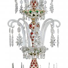  Baccarat Very large antique red and green overlay glass chandelier by Baccarat - 4283654