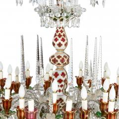  Baccarat Very large antique red and green overlay glass chandelier by Baccarat - 4283656
