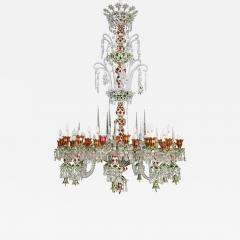  Baccarat Very large antique red and green overlay glass chandelier by Baccarat - 4288077