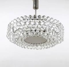  Bakalowits Sohne Bakalowits Large Nickel Glass Chandelier with Diamond Shaped Crystals 1960s - 4050217