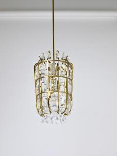  Bakalowits Sohne Bakalowits Vienna Brass Crystal Chandelier Lantern Pendant Lamp Austria 1950 - 4549021