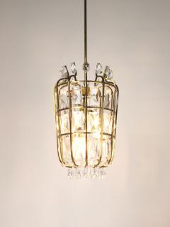  Bakalowits Sohne Bakalowits Vienna Brass Crystal Chandelier Lantern Pendant Lamp Austria 1950 - 4549022