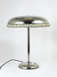  Bakalowits Sohne Bakalowits Vienna Nickel Crystal Mushroom Table Desk Side Lamp Austria 1950s - 4067752