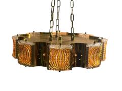 Bakalowits Sohne MODERNIST BRASS CAST CLEAR GOLD GLASS CHANDELIER WITH CRYSTALS - 4649121