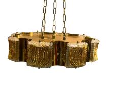  Bakalowits Sohne MODERNIST BRASS CAST CLEAR GOLD GLASS CHANDELIER WITH CRYSTALS - 4649128