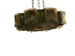  Bakalowits Sohne MODERNIST BRASS CAST CLEAR GOLD GLASS CHANDELIER WITH CRYSTALS - 4649130